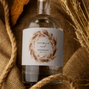 Étiquettes Pour Bouteilles De Liqueur pampas bohème moderne herbe botanique cha élégant