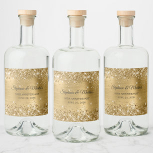 Étiquettes Pour Bouteilles De Liqueur Papier Aluminium Doré Pailleté 50e Anniversaire de