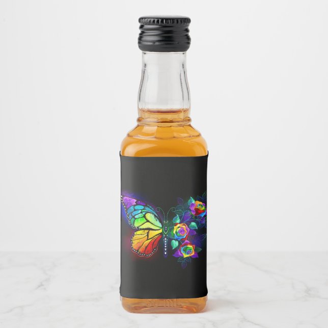 Étiquettes Pour Bouteilles De Liqueur Papillon arc-en-ciel (Devant)
