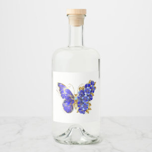 Étiquettes Pour Bouteilles De Liqueur Papillon saphir à fleurs