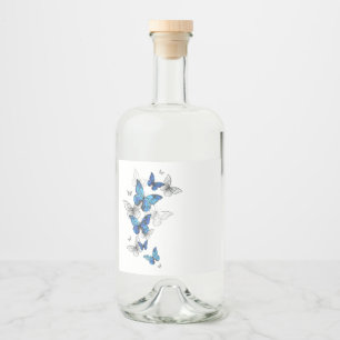 Étiquettes Pour Bouteilles De Liqueur Papillons volants bleus Morpho