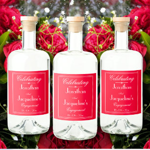 Étiquettes Pour Bouteilles De Liqueur Parti de l'engagement Romantique Rouge Personnalit