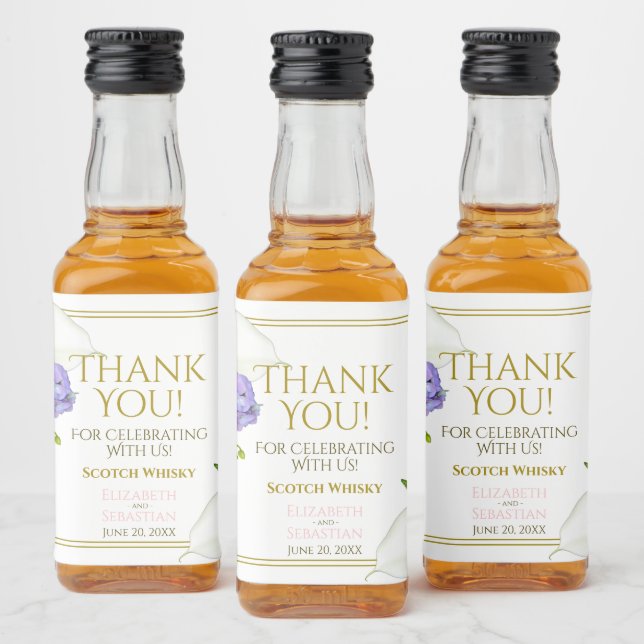 Étiquettes Pour Bouteilles De Liqueur Pastel Floral Mariage Merci Mini (Bouteilles)