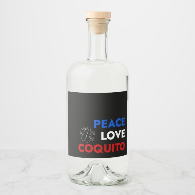 Étiquettes Pour Bouteilles De Liqueur Peace Love Coquito Bottle Label 3.5"x4" (Devant)