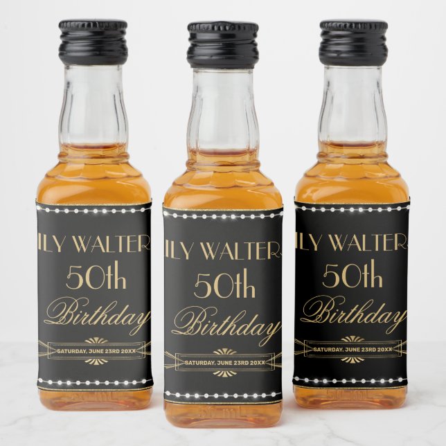 Étiquettes Pour Bouteilles De Liqueur Pearls White Floral Art Déco Gatsby 20s Anniversai (Bouteilles)