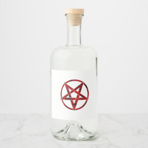 Étiquettes Pour Bouteilles De Liqueur Pentagramme du Diable Rouge