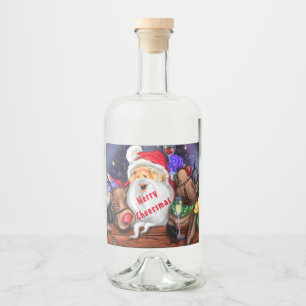 Étiquettes Pour Bouteilles De Liqueur Père Noël et rennes amusants Noël fête à la gloire