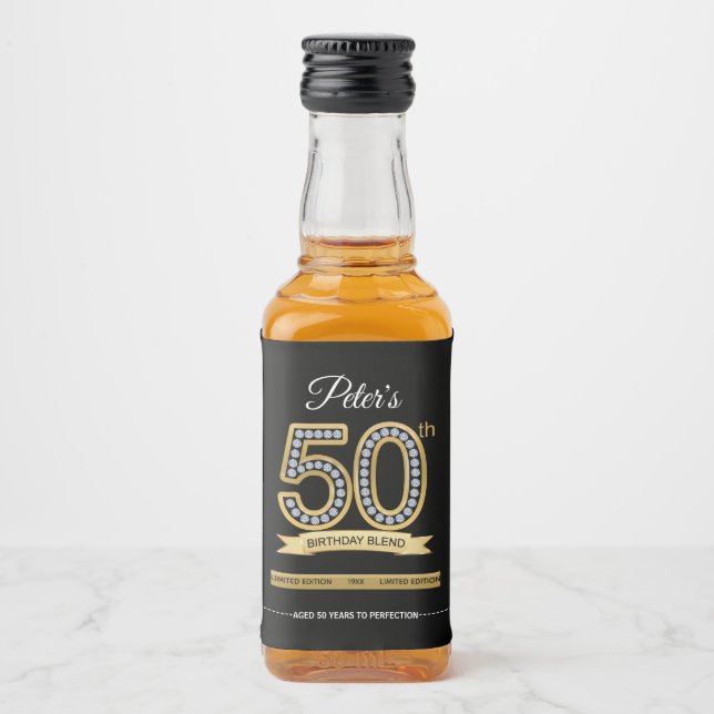 Étiquettes Pour Bouteilles De Liqueur Personnalisé 50e anniversaire de fête Mini Liquor  (Devant)