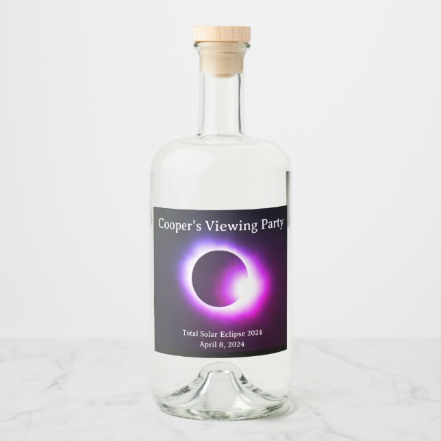 Étiquettes Pour Bouteilles De Liqueur Personnalisé Total éclipse solaire 2024 (Devant)