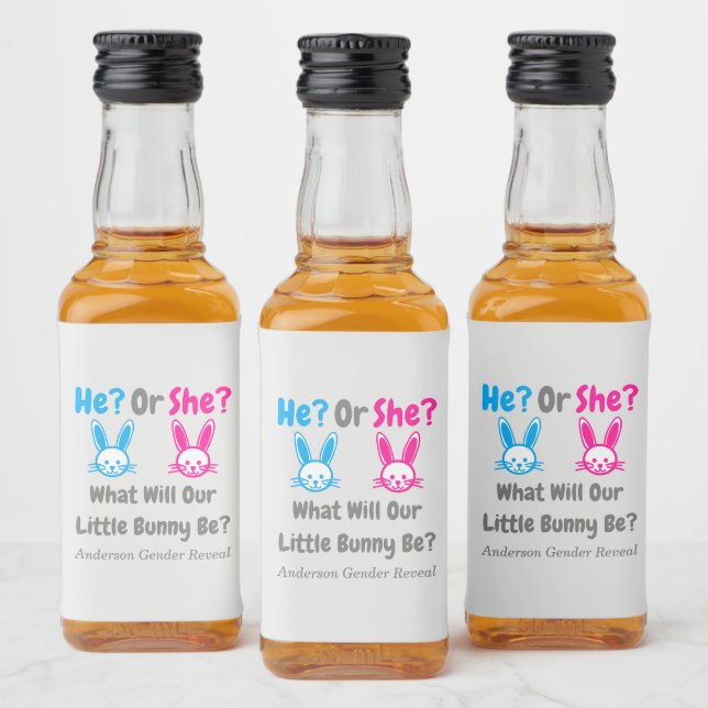 Étiquettes Pour Bouteilles De Liqueur Petit Bunny Gender Reveal (Bouteilles)