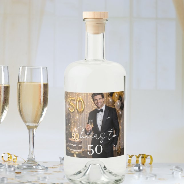 Étiquettes Pour Bouteilles De Liqueur Photo cheers birthday party (Créateur téléchargé)