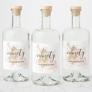 Étiquettes Pour Bouteilles De Liqueur Pink Gold Moderne Chic 90e Anniversaire Calligraph