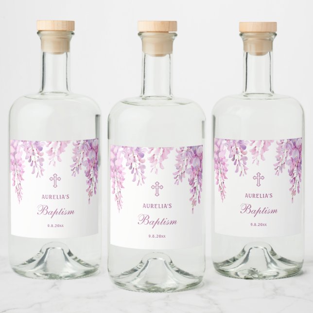 Étiquettes Pour Bouteilles De Liqueur Pink Wisteria Baptism (Bouteilles)