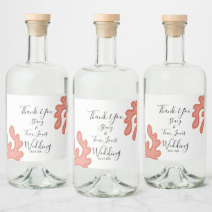 Étiquettes Pour Bouteilles De Liqueur Plage tropicale dessinée à la main de Coral Reef