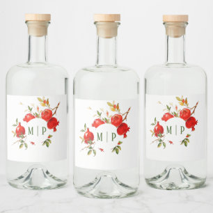 Étiquettes Pour Bouteilles De Liqueur Pomegranes aquarelle thème Couleurs vives