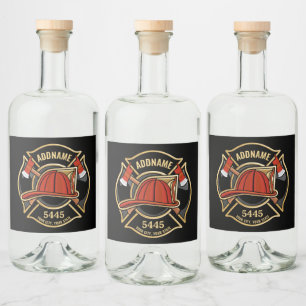 Étiquettes Pour Bouteilles De Liqueur Pompier AJOUTER LE NOM Insigne du service de pompi