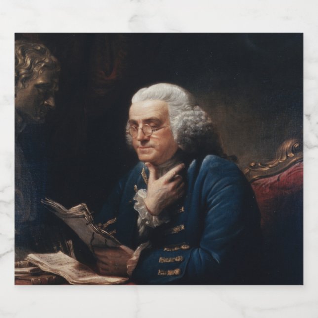 Étiquettes Pour Bouteilles De Liqueur Portrait de pouce, Benjamin Franklin Père fondateu (Étiquettes simples)