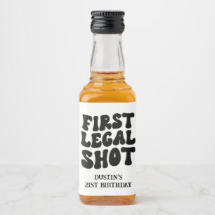 Étiquettes Pour Bouteilles De Liqueur Première prise légale Retro Black Custom 21e anniv