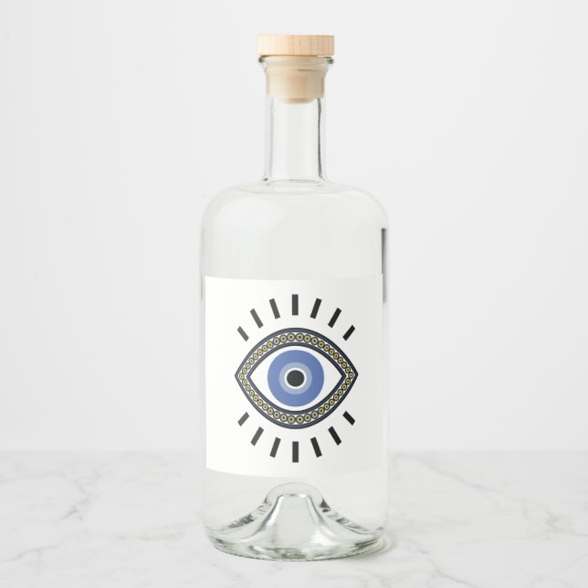 Étiquettes Pour Bouteilles De Liqueur Protection des yeux mal, oeil bleu grec, troisième (Devant)