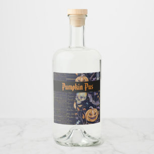 Étiquettes Pour Bouteilles De Liqueur Pus de citrouille vintage effrayant Halloween