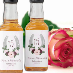 Étiquettes Pour Bouteilles De Liqueur Quinceanera Floral Western Horseshoe