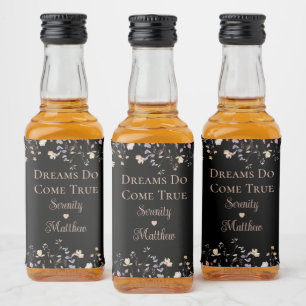 Étiquettes Pour Bouteilles De Liqueur Réception de mariage bohème noir avec fleurs éléga