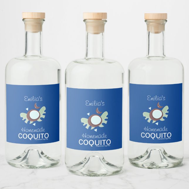 Étiquettes Pour Bouteilles De Liqueur Recette de Coquito maison marque d'entreprise (Bouteilles)