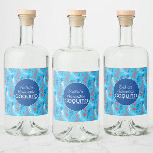 Étiquettes Pour Bouteilles De Liqueur Recette de Coquito Maison Tropicale pour l'Image d