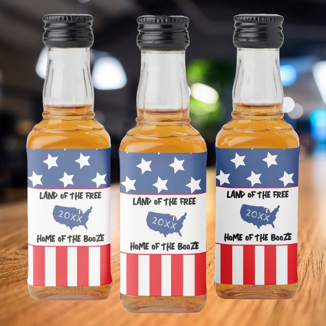 Étiquettes Pour Bouteilles De Liqueur Red White & Blue Patriotique USA American Flag (funny usa american flag land of the free home of the booze liquor bottle labels)