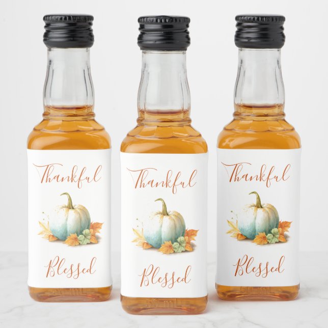 Étiquettes Pour Bouteilles De Liqueur Remerciements et bienheureux Thanksgiving Mini Liq (Bouteilles)