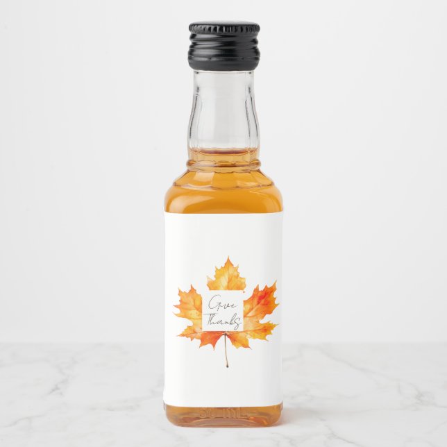 Étiquettes Pour Bouteilles De Liqueur Remerciez Fall Leaves Thankgiving (Devant)