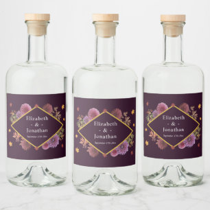 Étiquettes Pour Bouteilles De Liqueur Romantique Automne Dahlia Mariage