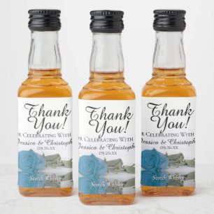 Étiquettes Pour Bouteilles De Liqueur Rose bleu turquoise unique Merci Mariage Mini