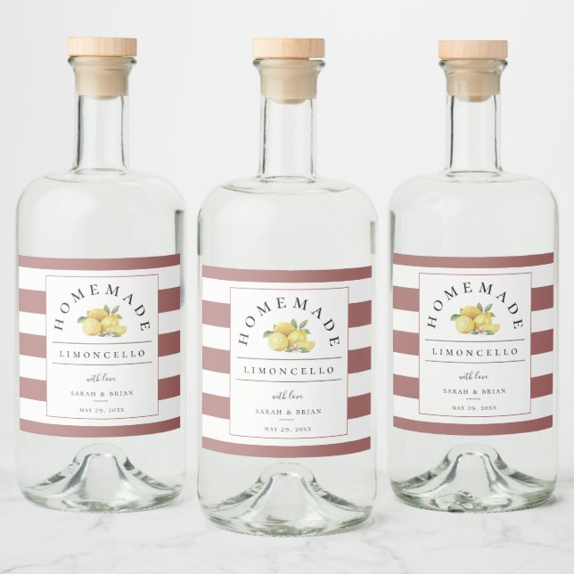 Étiquettes Pour Bouteilles De Liqueur Rose moderne Limoncello Rustique (Bouteilles)