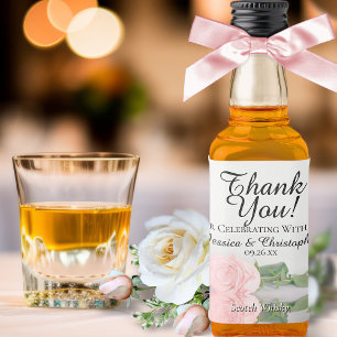 Étiquettes Pour Bouteilles De Liqueur Rose rose Réflexions Mariage Merci Mini