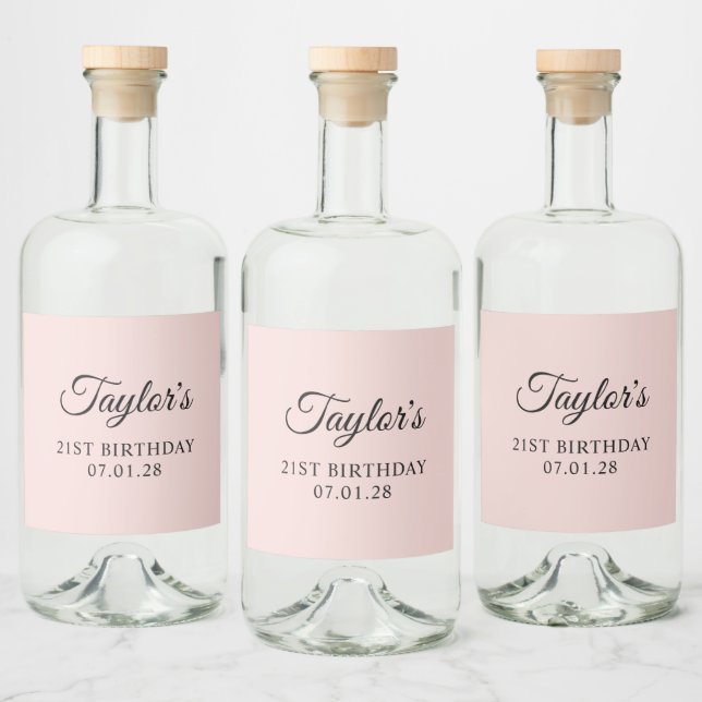 Étiquettes Pour Bouteilles De Liqueur Rouge et élégant écriture script pour 21e annivers (Bouteilles)