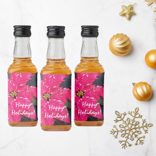 Étiquettes Pour Bouteilles De Liqueur Rouge Varié Poinsettias Holiday (In Situ Holiday)