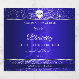 Étiquettes Pour Bouteilles De Liqueur Royal Blue Logo Initiales Parties scintillant Étiq