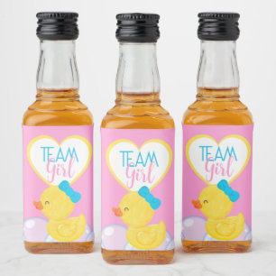 Étiquettes Pour Bouteilles De Liqueur Rubber Duck Gender Reveal Team Girl Favoriser