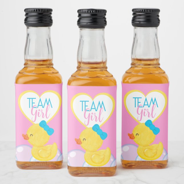 Étiquettes Pour Bouteilles De Liqueur Rubber Duck Gender Reveal Team Girl Favoriser (Bouteilles)