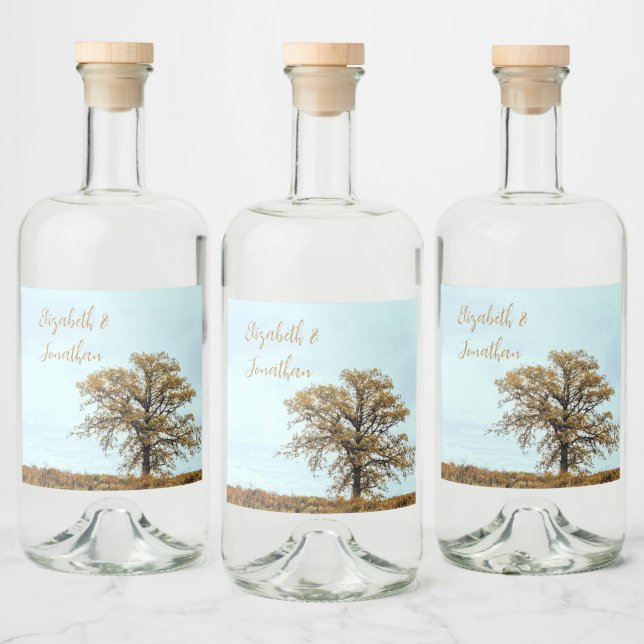 Étiquettes Pour Bouteilles De Liqueur Rustic Oak Tree Autumn Wedding (Bouteilles)