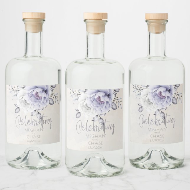 Étiquettes Pour Bouteilles De Liqueur Rustique Lilac et Albâtre Peony Floral (Bouteilles)