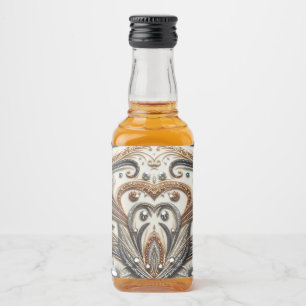 Étiquettes Pour Bouteilles De Liqueur Schéma floral brillant avec pierre de gemme