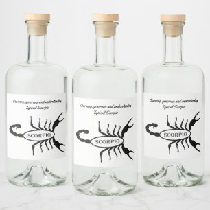 Étiquettes Pour Bouteilles De Liqueur Scorpio Black Scorpion Star Sign Custom