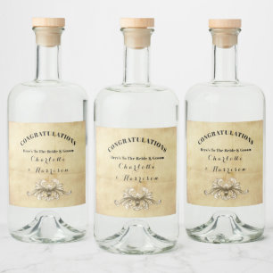 Étiquettes Pour Bouteilles De Liqueur Sepia vintage Vieilli Distressed Élégant