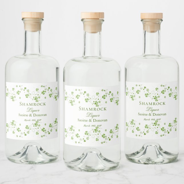Étiquettes Pour Bouteilles De Liqueur Shamrock irlandais Mariage Clover (Bouteilles)