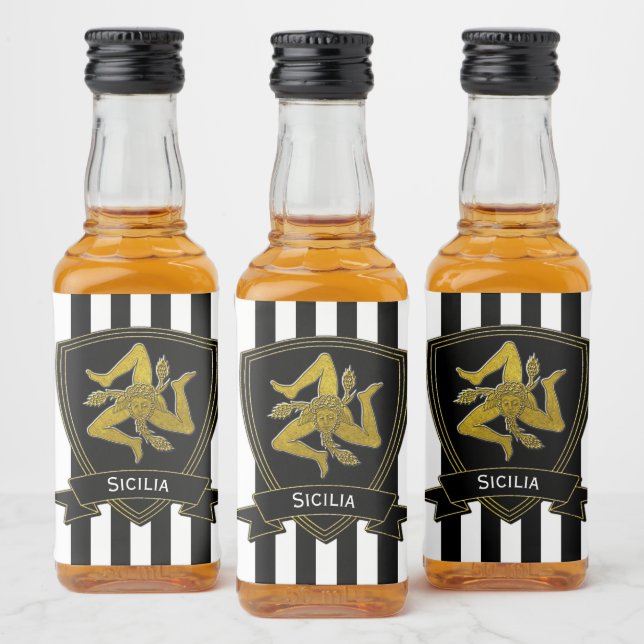 Étiquettes Pour Bouteilles De Liqueur Sicilienne Trinacria Gold et Stripe (Bouteilles)