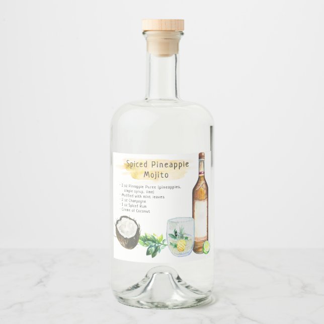 Étiquettes Pour Bouteilles De Liqueur Signature Cocktail Recette Mariage Faveur Étiquett (Devant)