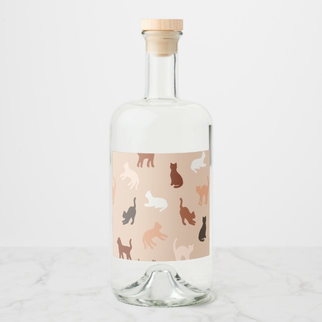Étiquettes Pour Bouteilles De Liqueur Silhouette de chat (Devant)