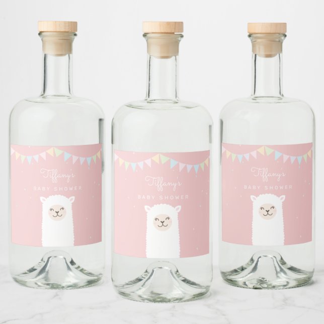 Étiquettes Pour Bouteilles De Liqueur Simple Elegant Douce Alpaca Llama Baby shower fill (Bouteilles)